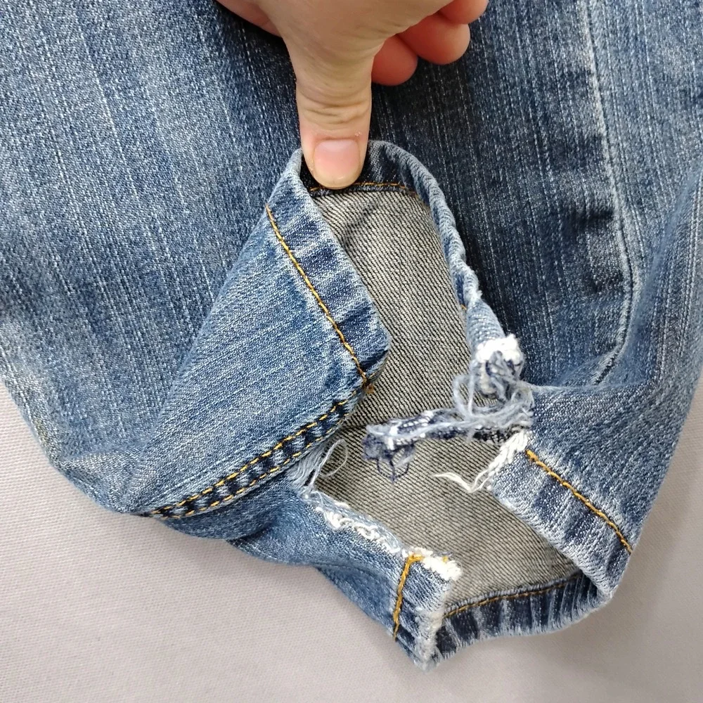 Levis 559 Relaxed Straight Jeans Mens 38x30 Medium Wash Blue Denim Distressed